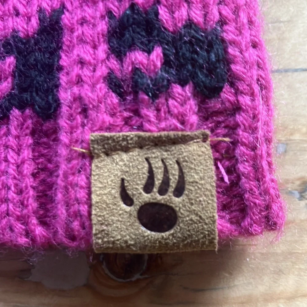 Kids’ knit beanie BearPaw Pink Animal Print